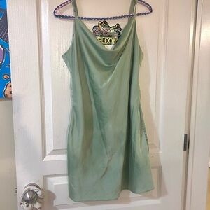 Sans Souci Green Silky Mini Slip Dress Tinkerbell